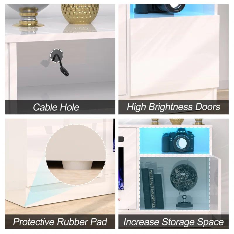 Ivy Bronx Ivy Bronx 70" Fireplace TV Stand for TVs Up to 80" with 36" Electric Fireplace, TV Console for The Living Room, LED Light Entertainment Center, Storage Cabinet, Media Console Table