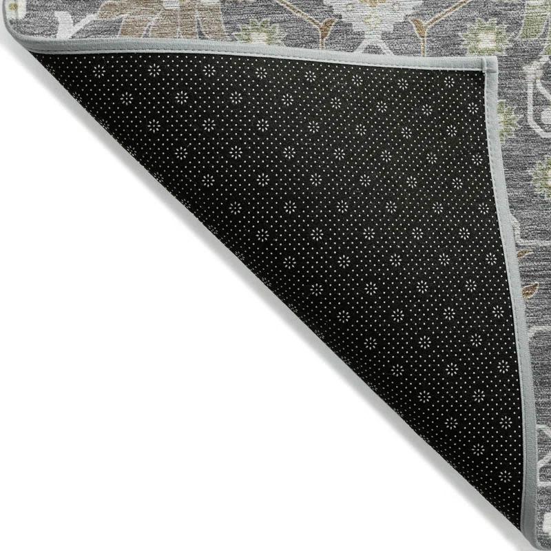 Machine Washable Indoor/Outdoor Chayden ACN1009 Charcoal 8' x 8' Round Rug