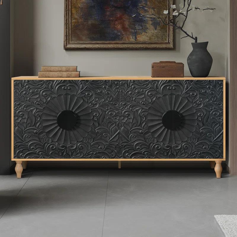 red chair Sideboards with Carved Symmetrical Design Door
