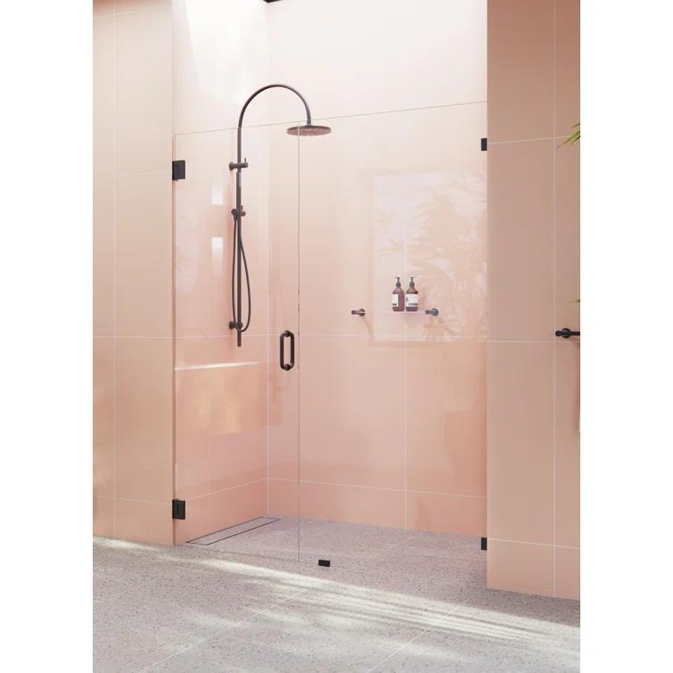 Glass Warehouse Illume 59.5 in. x 78 in. Fully Frameless Wall Hinge Shower Door GW-WH-59-5-MB