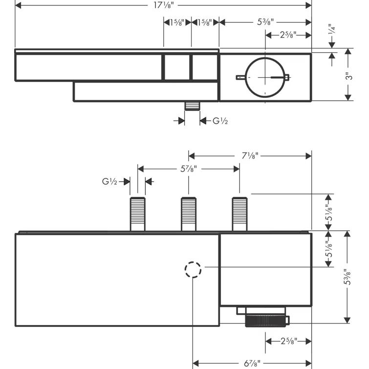 AXOR AXOR Edge Thermostatic Trim for Exposed Installation for 2 Functions Trim Kit Only 46240001