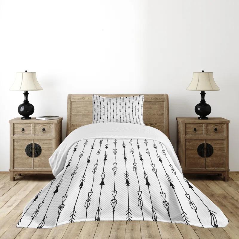 Ambesonne Ambesonne Black White Bedspread Tribe Vintage Arrow