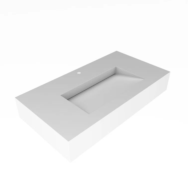 CastelloUSA Pyramid 36" Rectangular Wall Mount Solid Surface Bathroom Sink CB-GM-2053