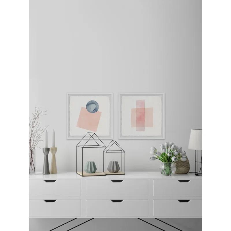 Parvez Taj " Peaches And Shapes " by Parvez Taj 2 - Pieces Painting Print