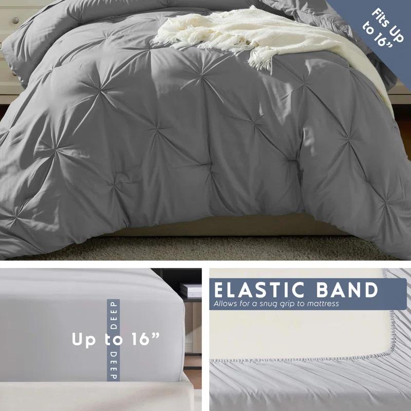 Bed-in-A-Bag Pleated Comforter Set with Bed Sheets