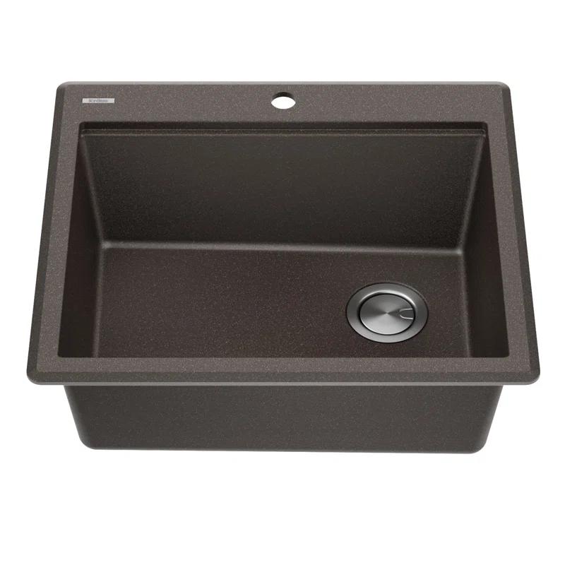 Kraus KGTW12-25MBR KRAUS Bellucci Granite Composite Workstation Drop-In Top Mount Single Bowl Kitchen Sink with Accessories
