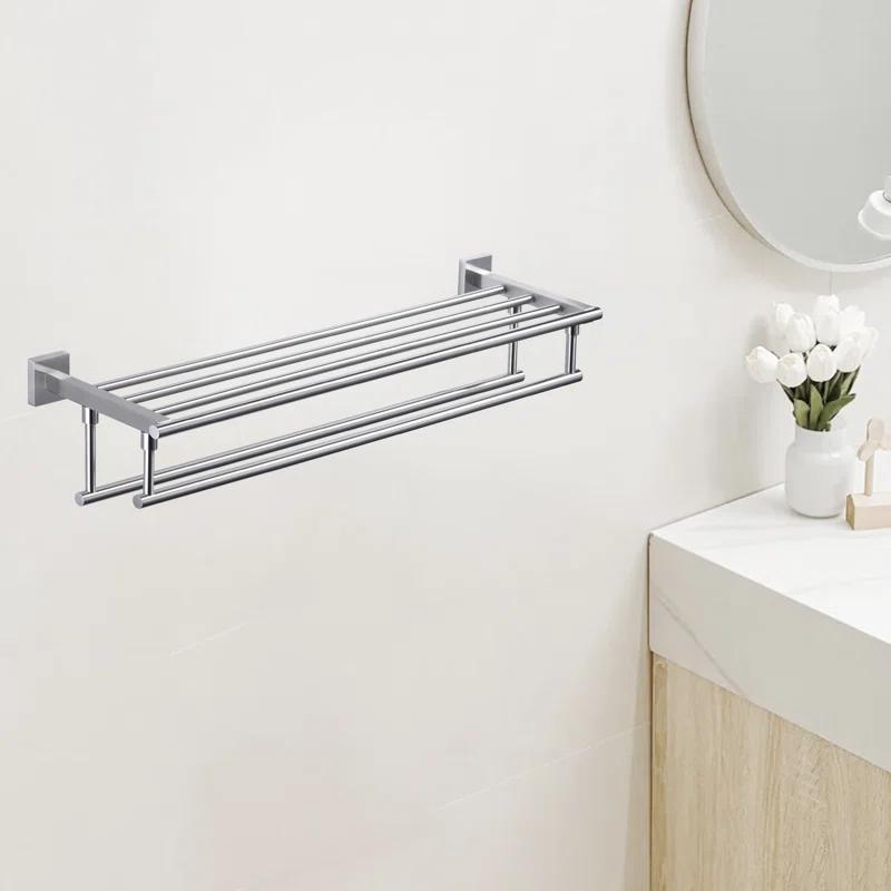ARCORA AR5150102-32 2-Tier 20" Wall Mounted Stainless Steel Bathroom Towel Rack With 2 Towel Bars Round Rods