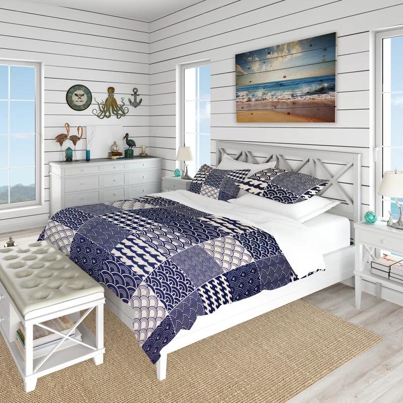 Design Art Vintage Beige Minimalism Floral Blossums Coastal Duvet Cover Set