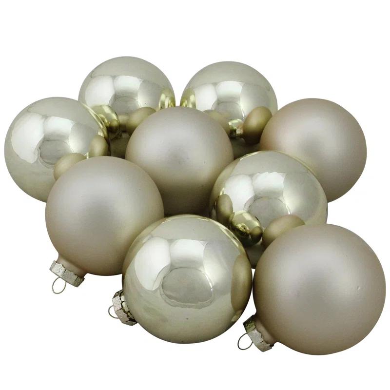 Glass Christmas Ball Ornament (Set of 9)