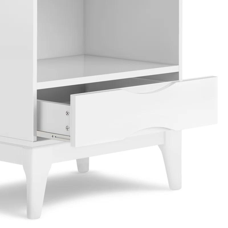 Simpli Home Harper 24"W Solid Hardwood 4 Shelf Mid-Century Modern Bookcase with Drawer and Adjustable Shelves