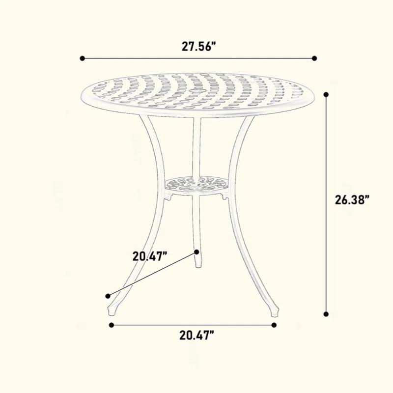 World Menagerie 3 Piece Patio Bistro Set Cast Aluminum Bistro Table And Chairs Set Of 2 With Umbrella Hole,All Weather Metal Bistro Table Set,Outdoor Patio Furniture Set For Garden