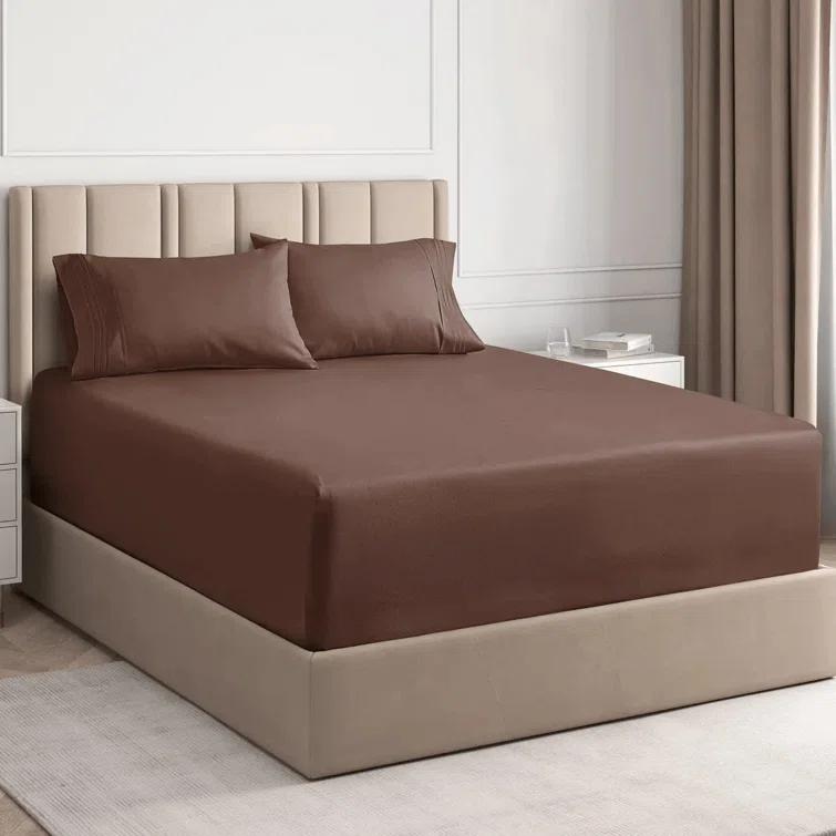 4 Piece Ultra Soft & Cooling Deep Pocket Sheet Set Brushed Hotel Luxury Bed Sheets