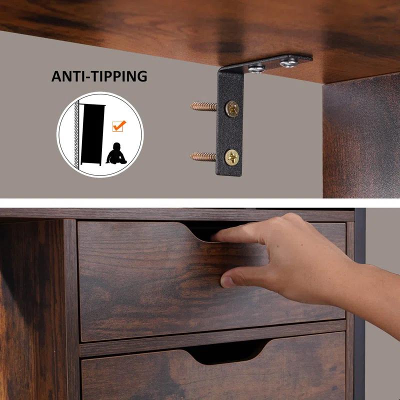 17 Stories Bookcase, 4-Tier Bookshelf With 2 Drawers,Book Shelves Display Shelf For Living Room, Bedroom, Home Office