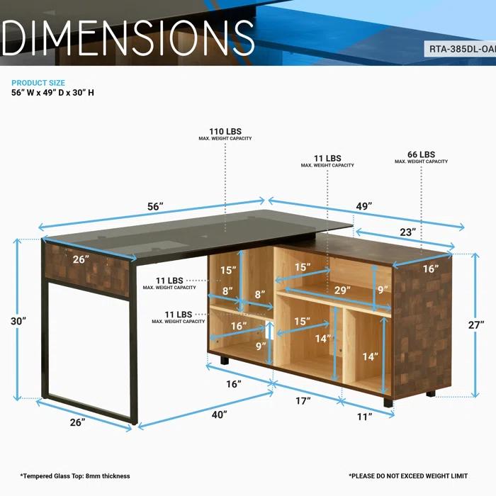 17 Stories L-Shape Corner Desk with Multiple Storage