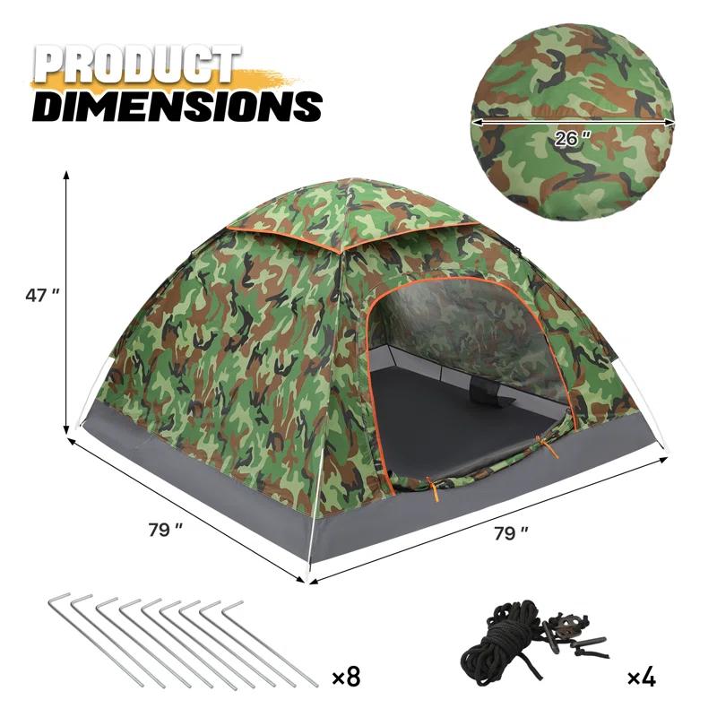 MoNiBloom 2 Person Instant Automatic Pop Up Camping Tent Waterproof Dome Tent with Rain Fly for Outdoor Hiking