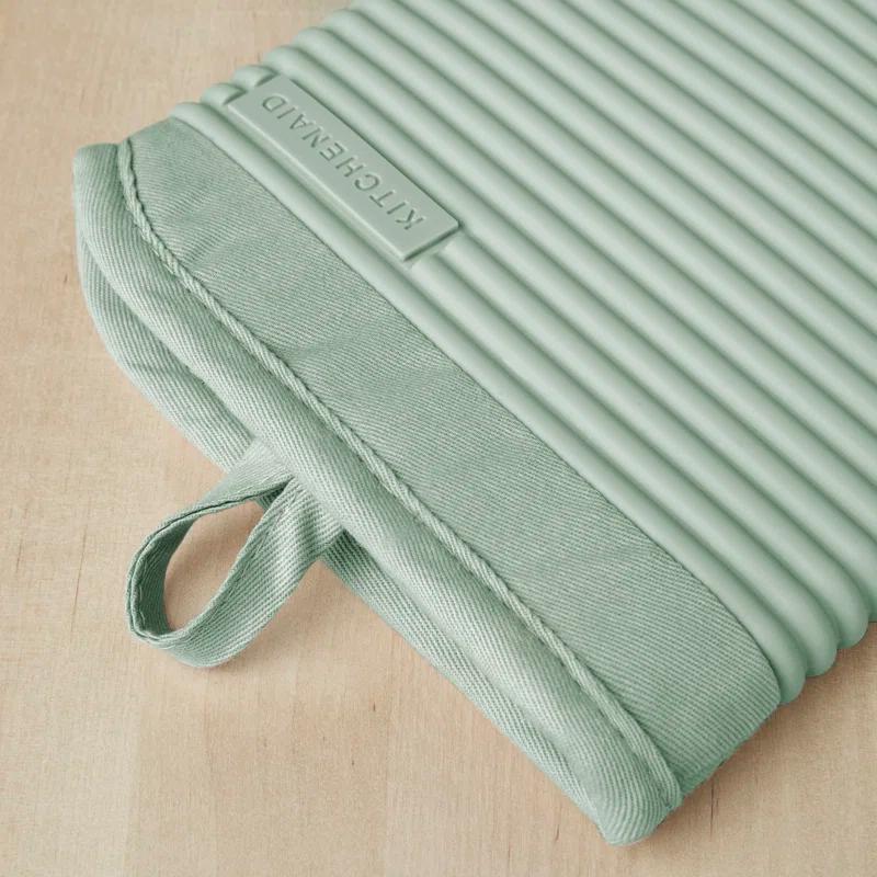 KitchenAid Pistachio Ribbed Soft Silicone Oven Mitts, Set of 2