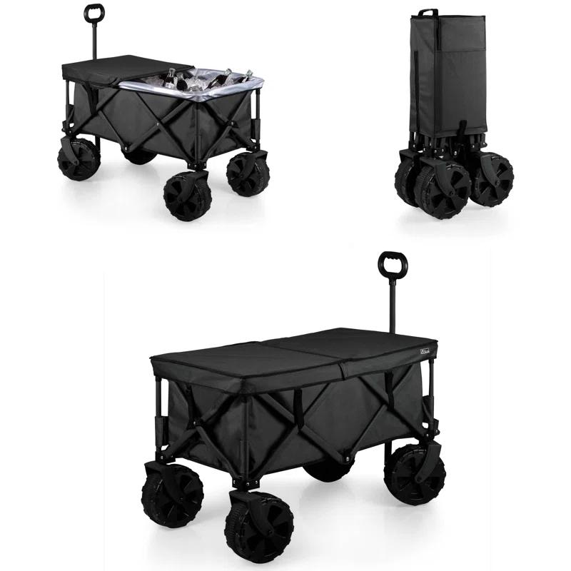 ONIVA™ Adventure Wagon Elite All-Terrain Folding Beach Wagon with Big Wheels plus Table Top Lid & Soft Cooler Liner - Collapsible Utility Wagon