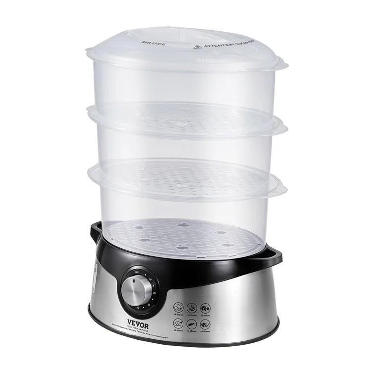 VEVOR VEVOR 9.5Qt Electric Food Steamer 3-Tier Vegetable Steamer & 60 Min Timer 800W