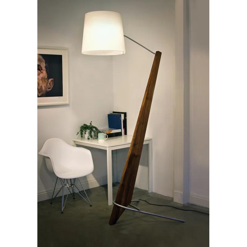 Silva Dark Stained Walnut Floor Lamp with Linen Shade