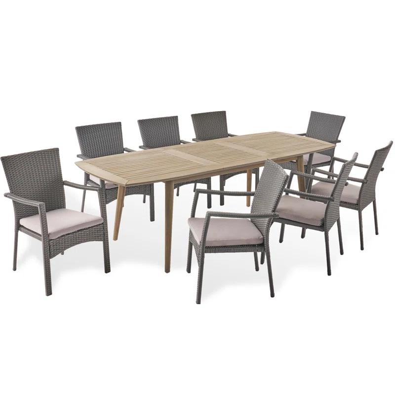 Highland Dunes Reinhard Rectangular 8 - Person 71" Long Dining Set with Cushions