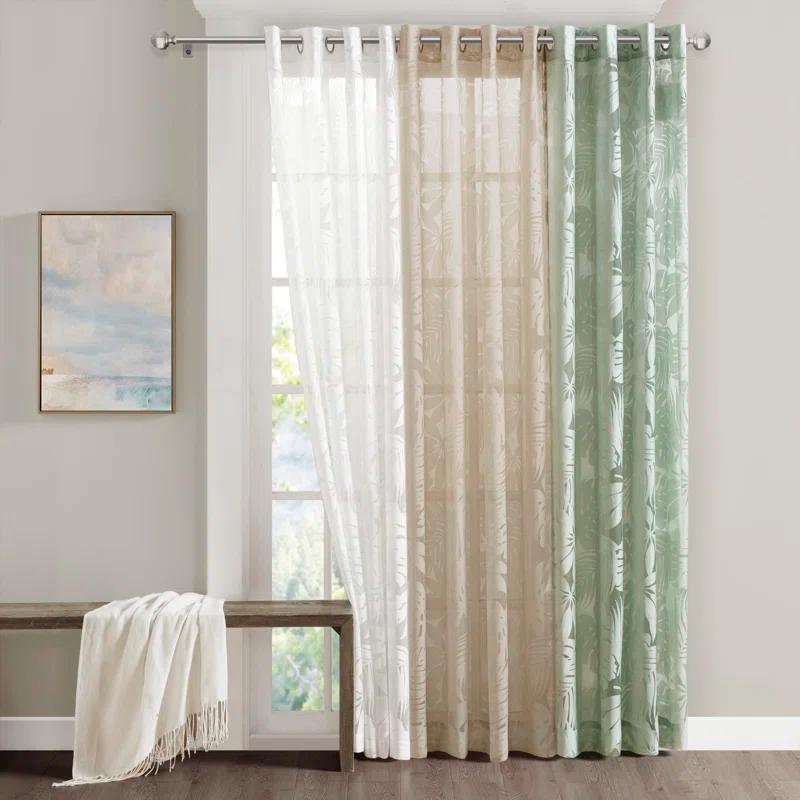 Madison Park Leilani Palm Leaf Burnout Window Sheer