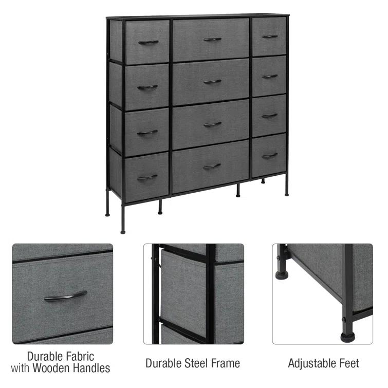 Sorbus Sorbus 12 Drawers Dresser with Steel Frame and Wood Top