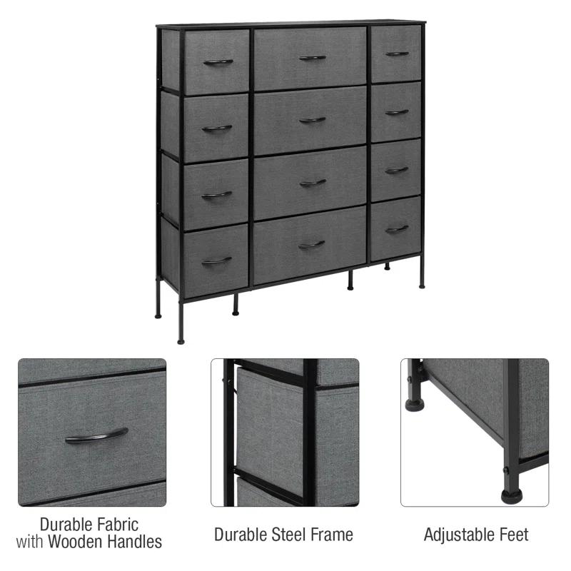 Sorbus Sorbus 12 Drawers Dresser with Steel Frame and Wood Top