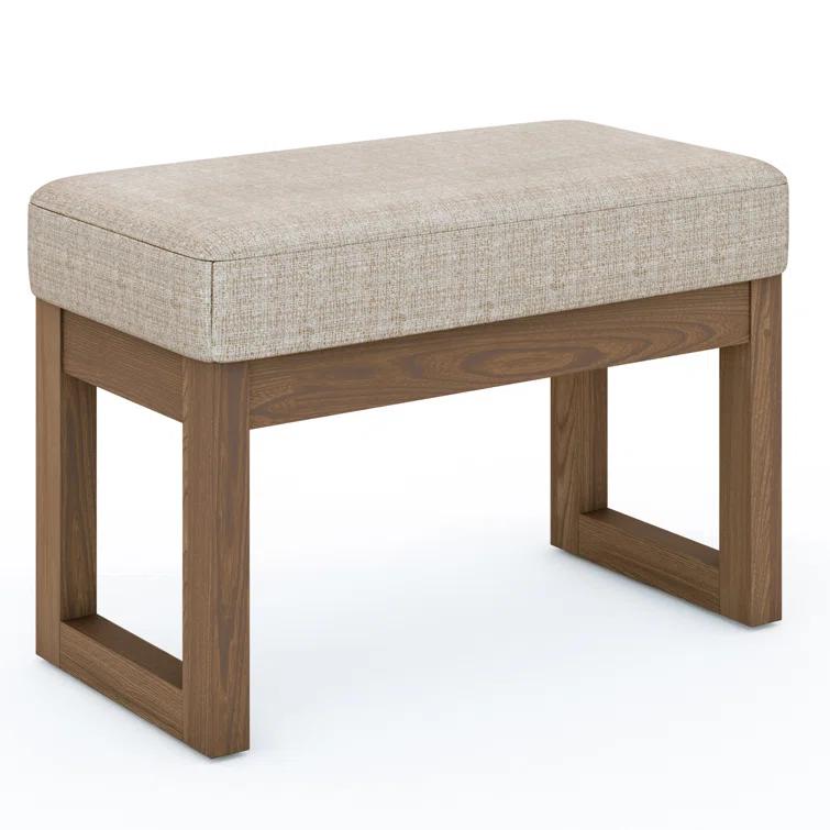 Simpli Home Milltown Ottoman Bench with Upholstered Seat and Solid Wood Frame