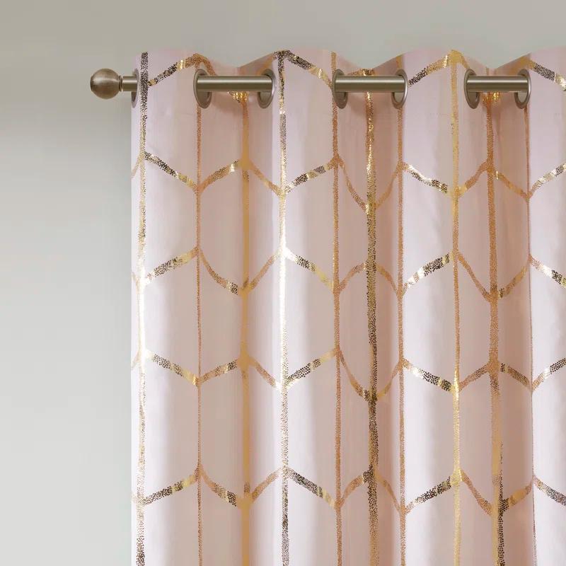 Intelligent Design Raina Geometric Total Blackout Grommet Single Curtain Panel