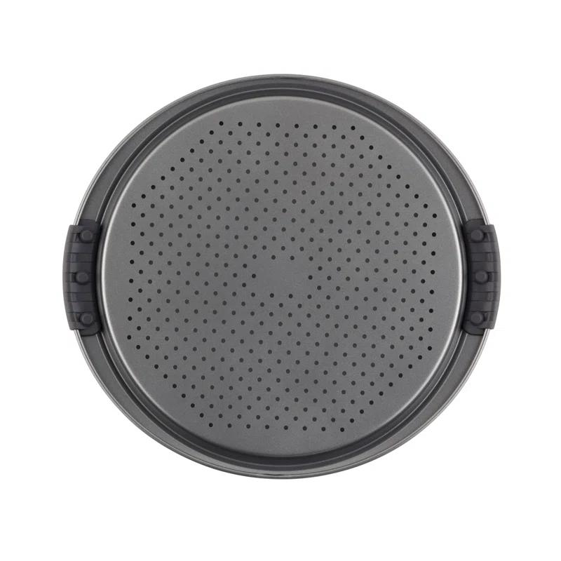 Anolon Advanced Nonstick Bakeware Round Perforated Pizza Pan, 13 Inch, Gray