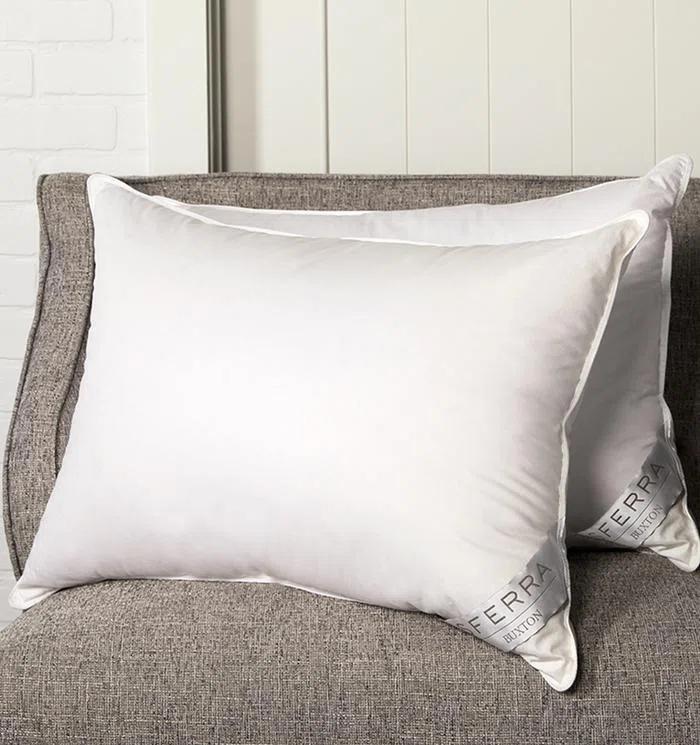 European White Goose Down Pillow with Cotton Ticking