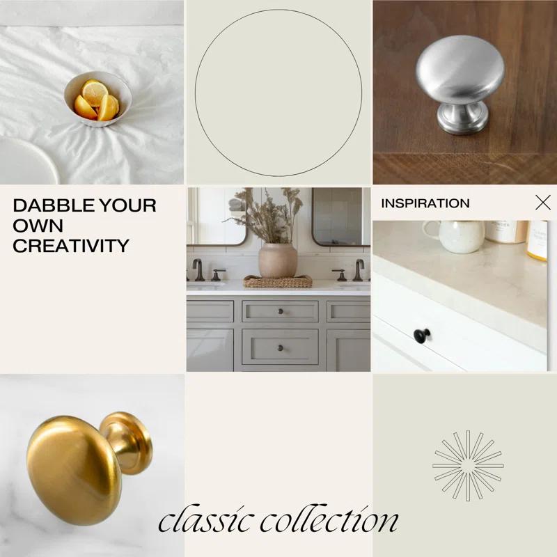 HESTIA HARDWARE Classic Collection  1 3/16" Diameter Round Knob Multipack (Set of 10)