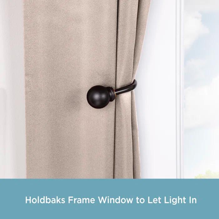 Kenney Berkley Ball End Curtain Rod & Holdback Set, 28-48" and 48-86" Adjustable Lengths, 5/8" Dia. Steel Tube