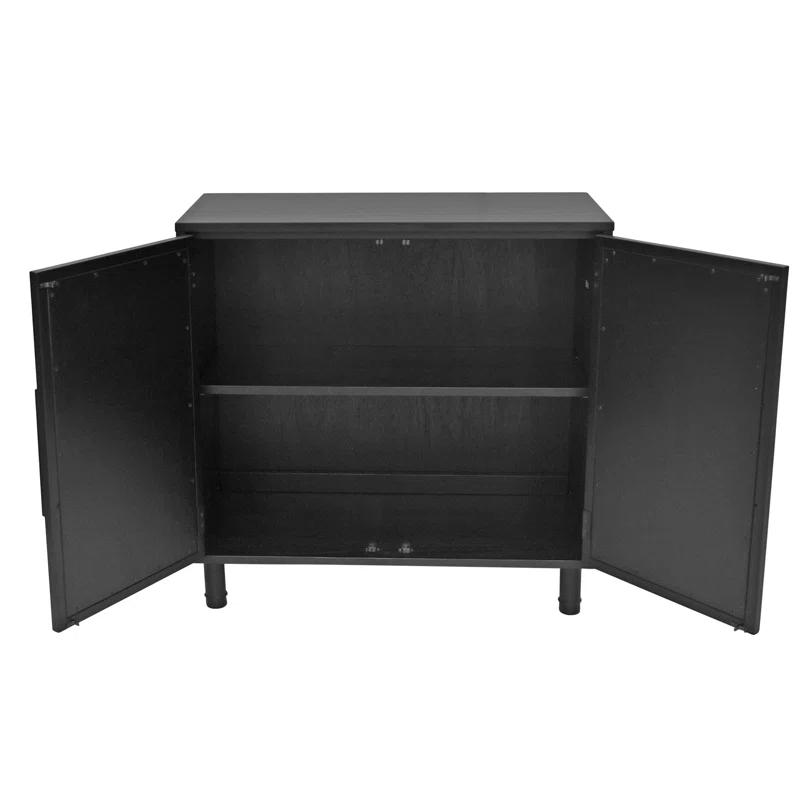 Hopper Studio Hopper Studio Delancey Solid Wood 2-Door Rattan Cabinet, Stylish Accent Piece