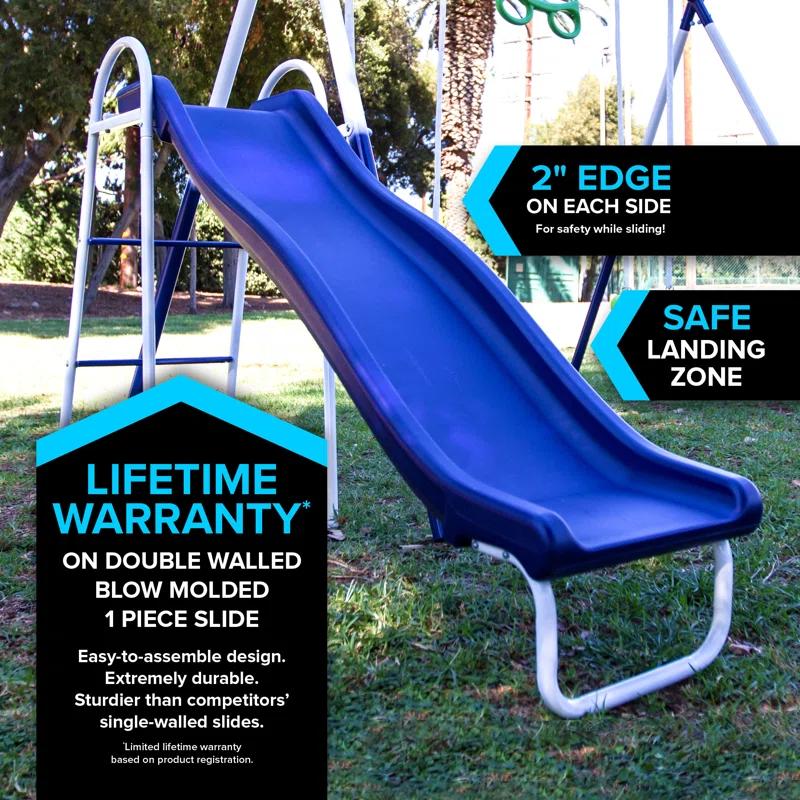 Sportspower Sportspower Sierra Vista Metal Swing Set with Lifetime Warranty on 5' Double Wall Slide