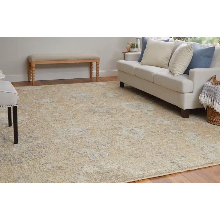 Feizy Graffon Transicional Floral y Botánico, Bronceado/gris/marfil, Muestra de 1'6" x 1'6" Resistente a las Manchas, Alfombra de Diseño Artesanal Agradable para Niños de Fácil Cuidado para Sala de Estar, Comedor y Dormitorio