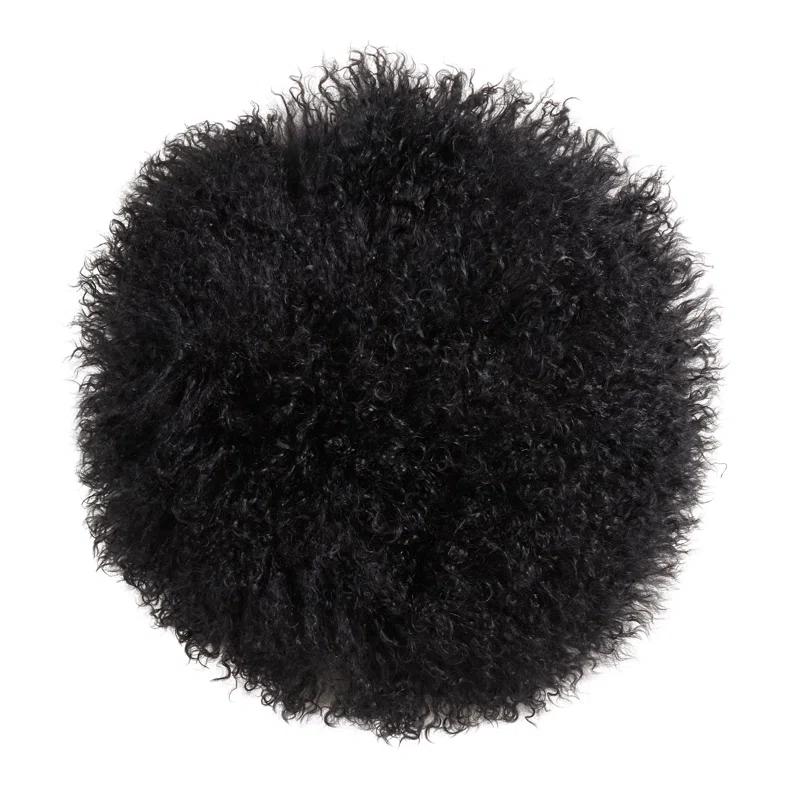 Saro Mongolian Lamb Fur Wool Throw Pillow With Poly Filling & Reviews | AllModern