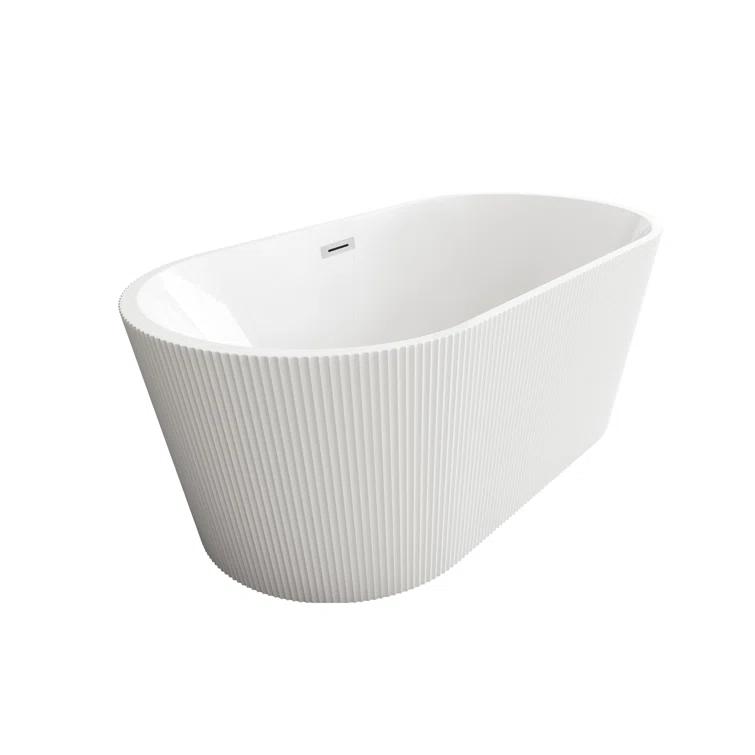 Living District 59 Inch Bathtub in Glossy White with Trim BT30759GW-PCH