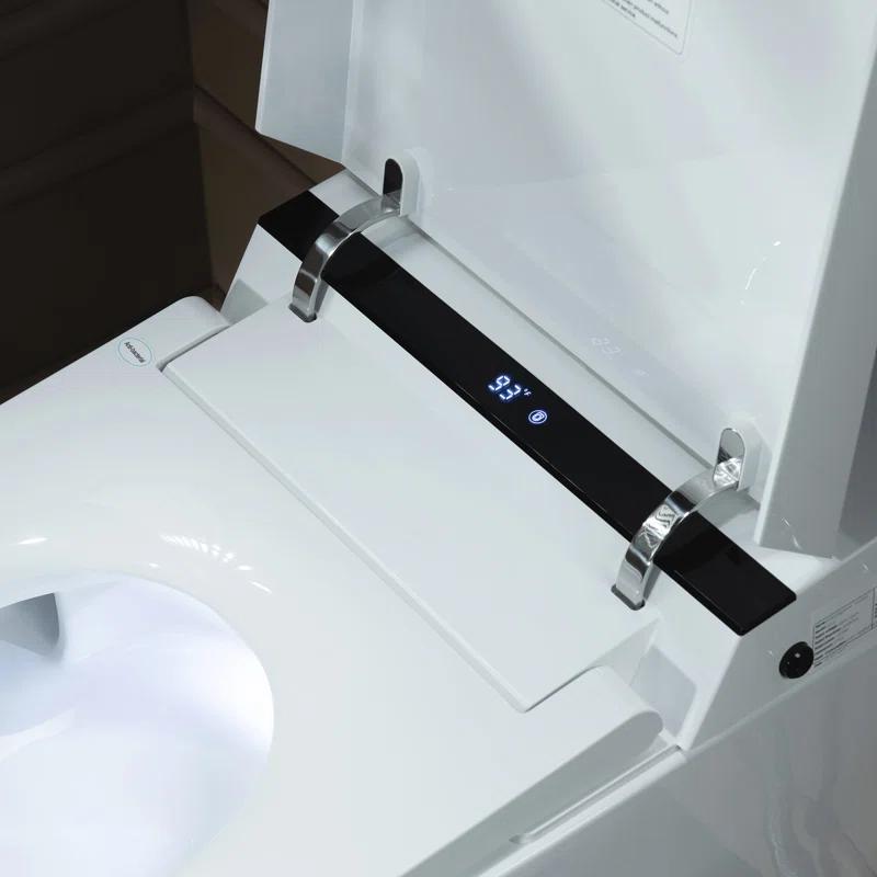 Auto Open/Close Tankless Smart Bidet Toilet with Auto Flush, Foot Sensor Function, Heated Seat,Dryer
