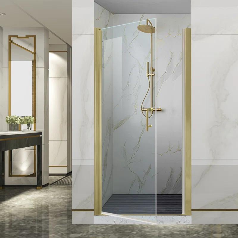 32-33.5 in. W x 72 in. H Pivot Swing Frameless Shower Door with Clear SGCC Tempered Glass
