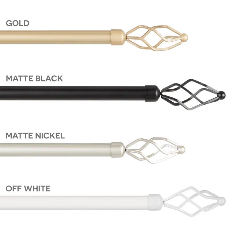 Amalgamated Textiles Exclusive Home Lancelot 1" Window Curtain Rod and Finial Set, Adjustable