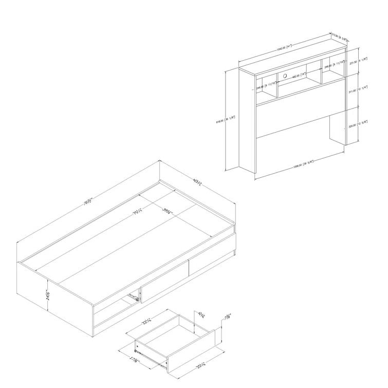 South Shore Reevo 3 Drawer Mate's & Captain's Bed with Bookcase by Southshore