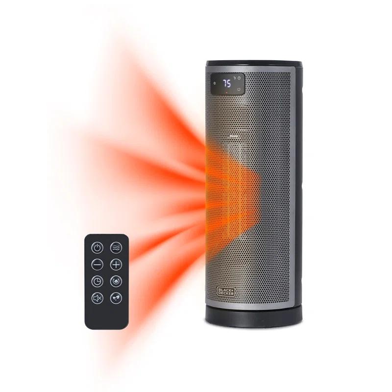 BLACK+DECKER BLACK+DECKER Ceramic Oscillating Tower Heater with Remote Control, Space Heater with Digital LED Display, Black