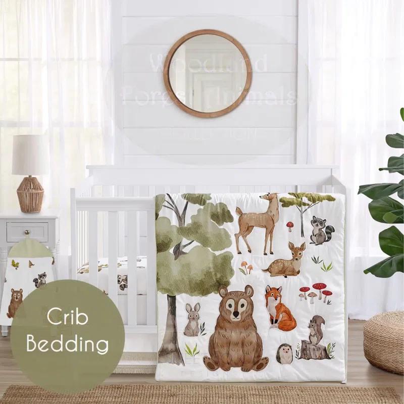 Sweet Jojo Designs Watercolor Woodland Forest Animals 4 Piece Crib Bedding Set by Sweet Jojo Designs