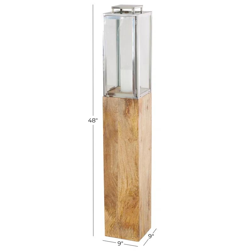 Loon Peak® Mango Wood Handmade Decorative Indoor Outdoor Brown Candle Lantern