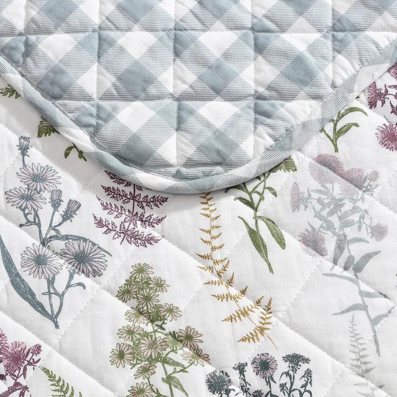 Eddie Bauer Eddie Bauer Flower Field Cotton Reversible Green Quilt Set