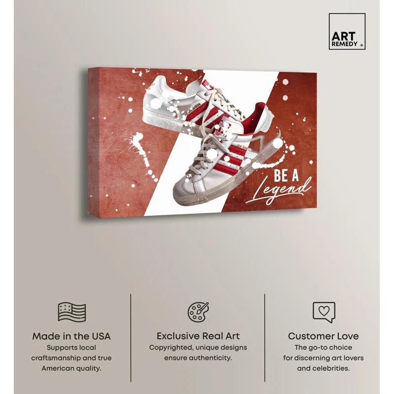Art Remedy Be A Legend Red Sneaker Pair Canvas Mancave Art by Art Remedy