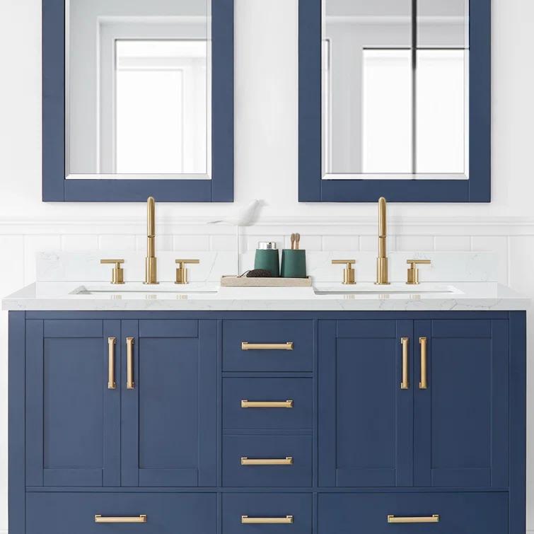 Vinnova Jaen 61'' Engineered Stone Double Vanity Top with Sink and 3 Faucet Holes | Wayfair