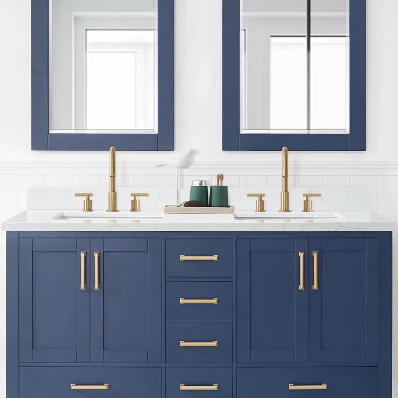 Vinnova Jaen 61'' Engineered Stone Double Vanity Top with Sink and 3 Faucet Holes | Wayfair