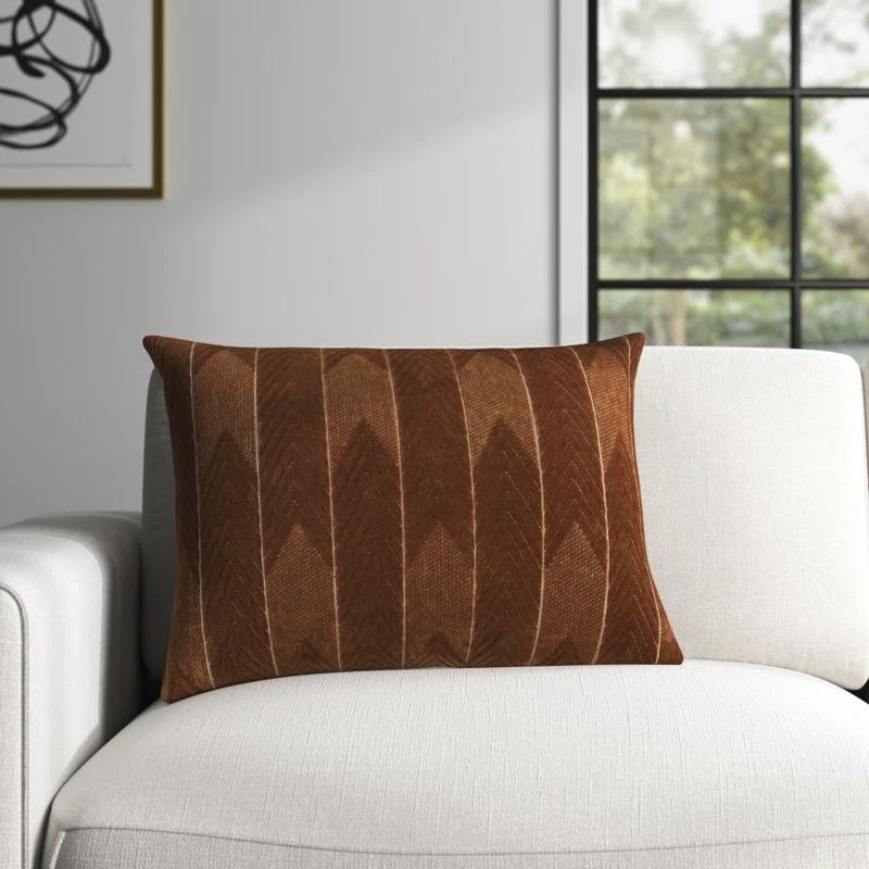 Floretta Embroidered Cotton Lumbar Throw Pillow